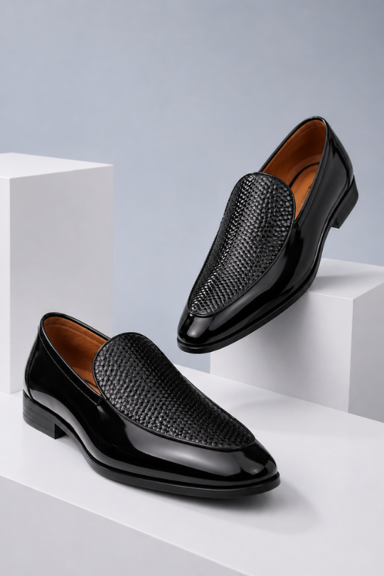 Black Classic Weave Loafers