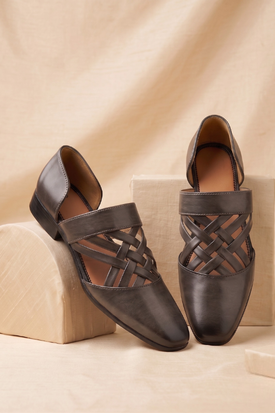 Tan Cross Strap Loafers