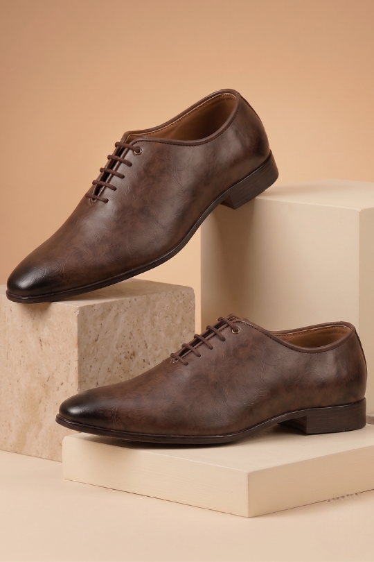 Tan Classic Lace-Up Shoes