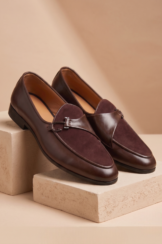 Tan Side Buckle Loafers