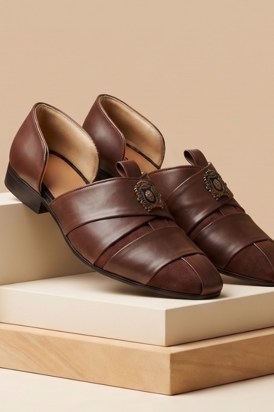 Tan Strap Buckle Loafers