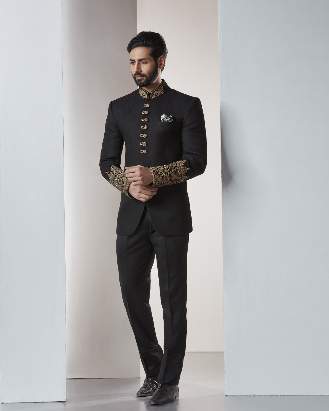 Black Classic Jodhpuri with Placement Embroidery