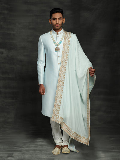 Raw silk sherwani for men