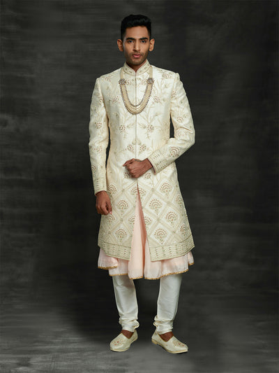 Off white color sherwani for men