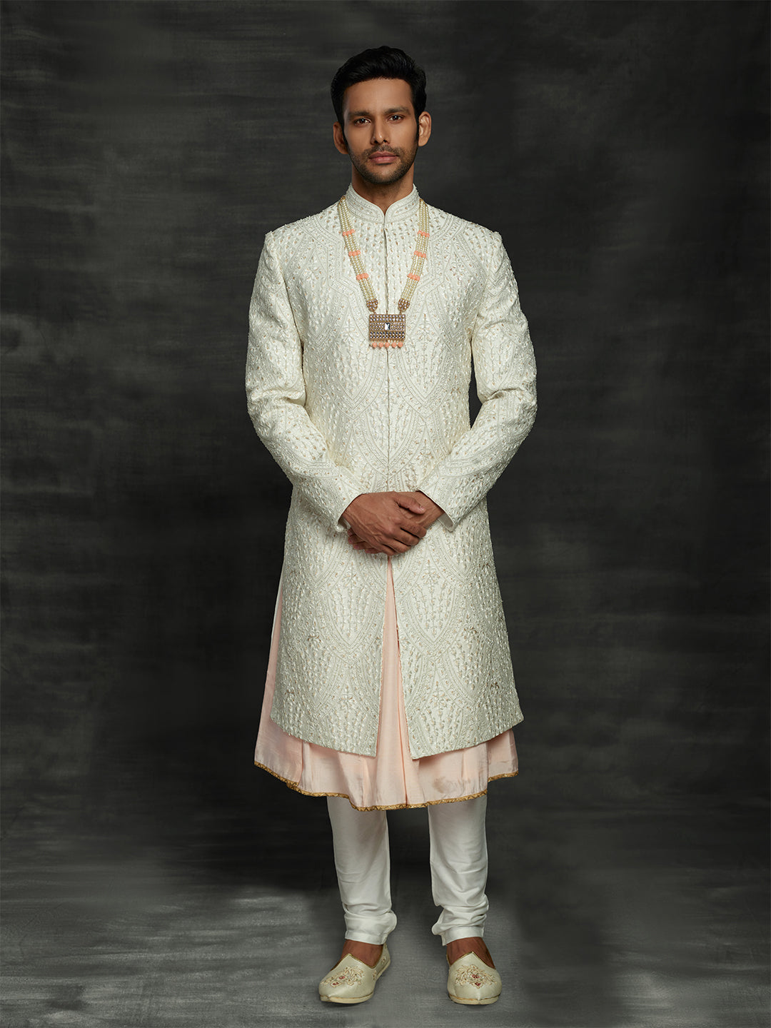 Groom's wear sherwani in white