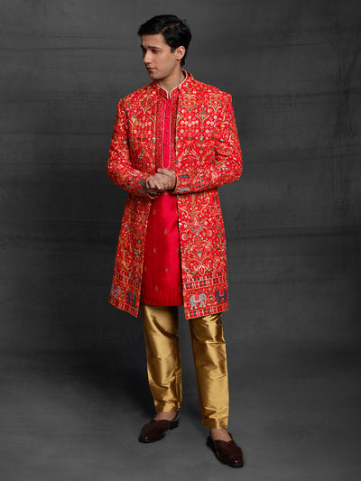 Multicolor jacket and kurta set.