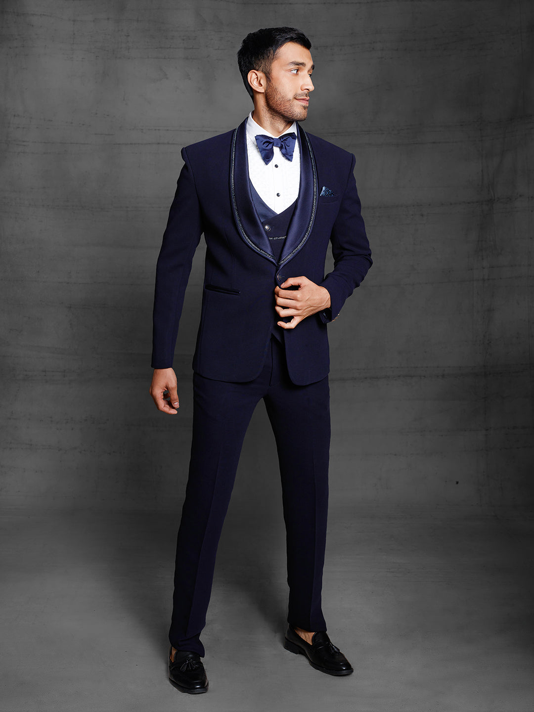Blue tuxedo with waist coat