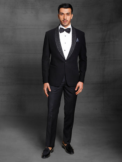 Black tuxedo in jacquard fabric