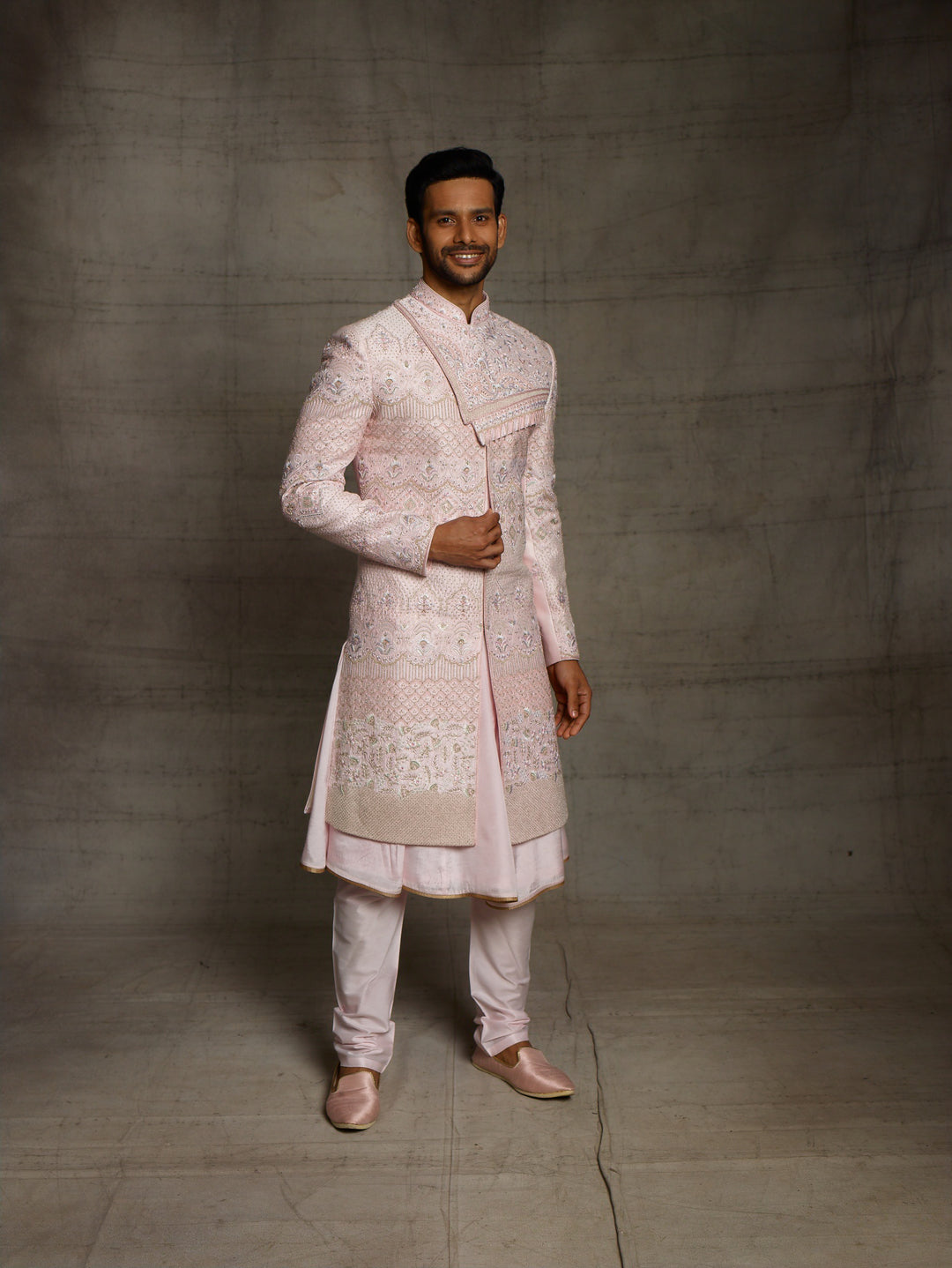 groom's wear sherwani in pink