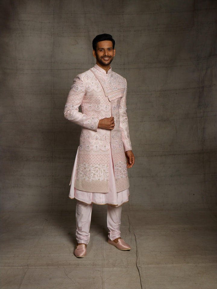 groom's wear sherwani in pink