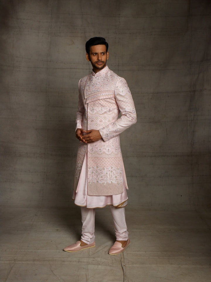 groom's wear sherwani in pink